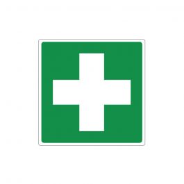 Groen EHBO-pictogram met wit kruis